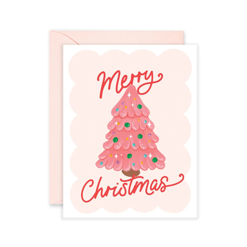 Pink Christmas Tree Card | Christmas Greeting Card